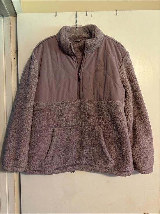 New Balance Jackets & Blazers - New Balance Mauve Quilted Fleece Sherpa Half-Zip Pullover